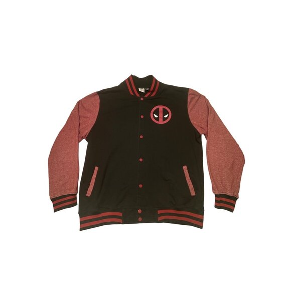 Marvel Deadpool XL Varsity Jacket Black & Red Cotton Blend - Picture 1 of 7